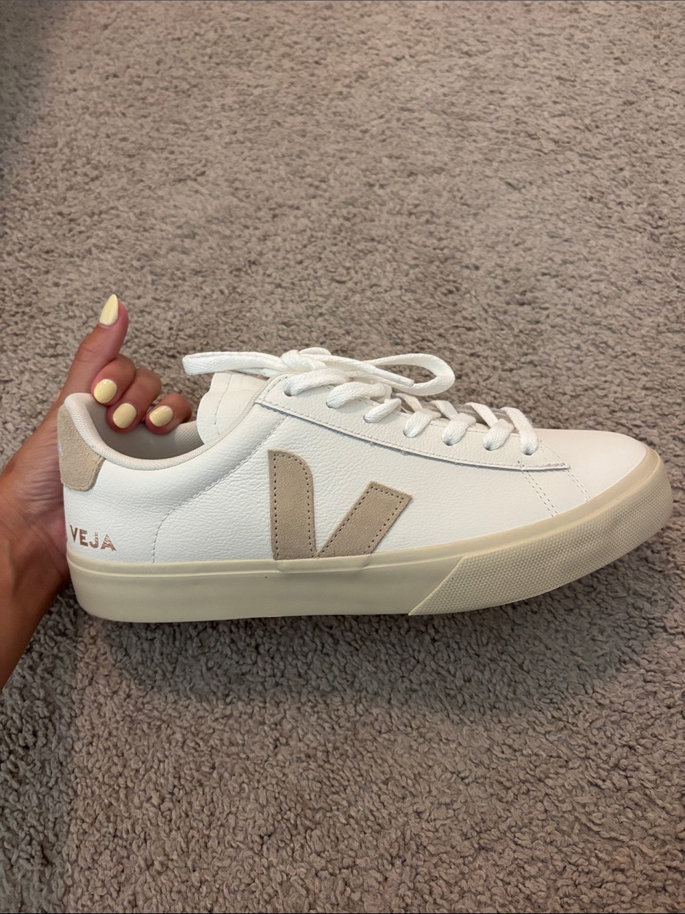 Veja White Leather Sneaker with Tan Accents